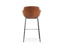 Tabouret de bar avec accoudoirs CALVIN en microfibre brune