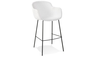 BS06020WHBL 5404028332023 Tabouret de bar design CADRIX en tissu bouclé blanc