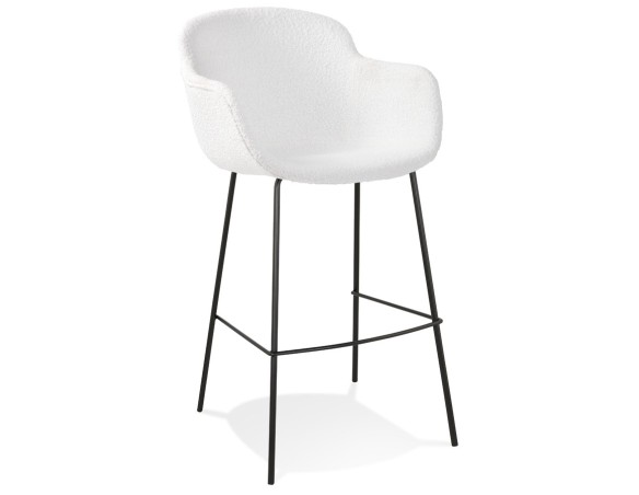 BS06020WHBL 5404028332023 Tabouret de bar design CADRIX en tissu bouclé blanc