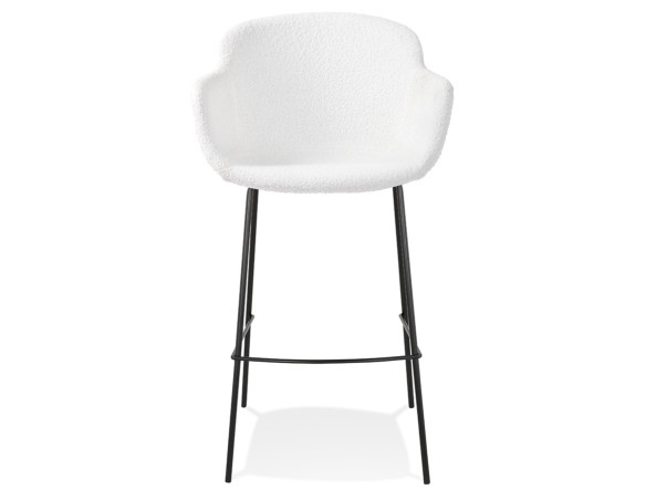 Tabouret de bar design CADRIX en tissu bouclé blanc