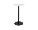 BT01010WHBL 5404028306604 Table haute ronde CORY ROUND en pierre blanche effet marbre et métal noir - 60x60 cm