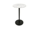 Table haute ronde CORY ROUND en pierre blanche effet marbre et métal noir - 60x60 cm