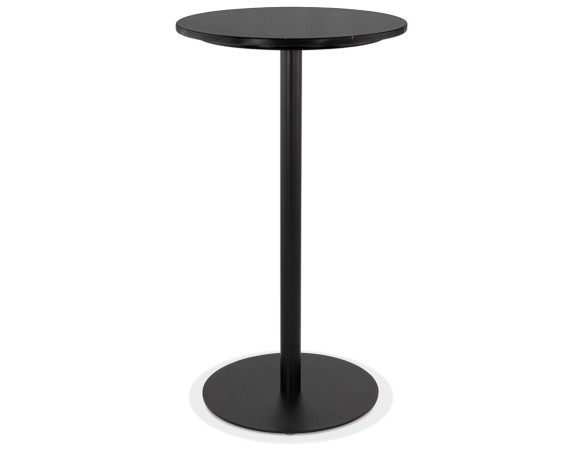 BT01020BLBL 5404028306628 Table haute ronde CORY ROUND en pierre noire effet marbre et métal noir - 60x60 cm