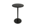 Table haute ronde CORY ROUND en pierre noire effet marbre et métal noir - 60x60 cm
