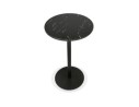 Table haute ronde CORY ROUND en pierre noire effet marbre et métal noir - 60x60 cm