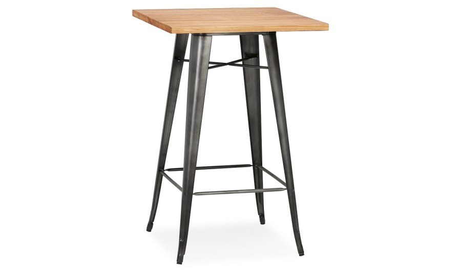 BT00960BRDG 5404028300688 Table haute style industriel GRAMY en bois foncé et pieds en métal gris - 70x70 cm BT00960BRDG 5404028300688 Table haute style industriel GRAMY en bois foncé et pieds en métal gris - 70x70 cm