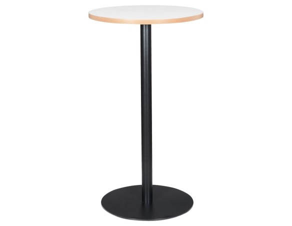 BT00840WHBL 5420072093703 Mange-debout rond POLLUX ROUND blanc avec un pied noir - à̃ 60 cm