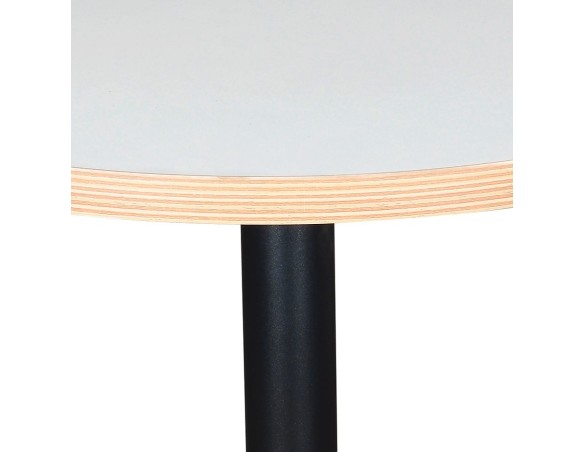 Mange-debout rond POLLUX ROUND blanc avec un pied noir - 60 cm