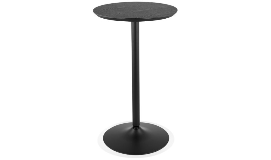 BT01090BLBL 5404028319871 Table haute ronde TAMAGO en bois et métal noir - à̃ 60 cm