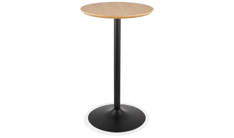 BT01100NABL 5404028319895 Table haute ronde TAMAGO en bois finition naturelle et métal noir - à̃ 60 cm