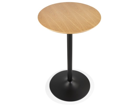 Table haute ronde TAMAGO en bois finition naturelle et métal noir - 60 cm