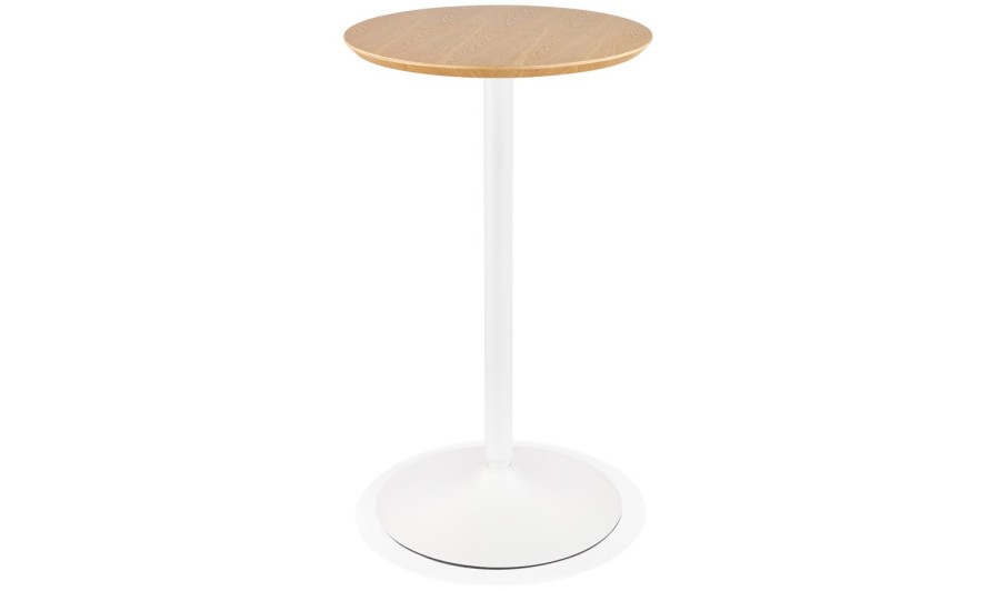 BT01120NAWH 5404028319932 Table haute ronde TAMAGO en bois finition naturelle et métal blanc - à̃ 60 cm
