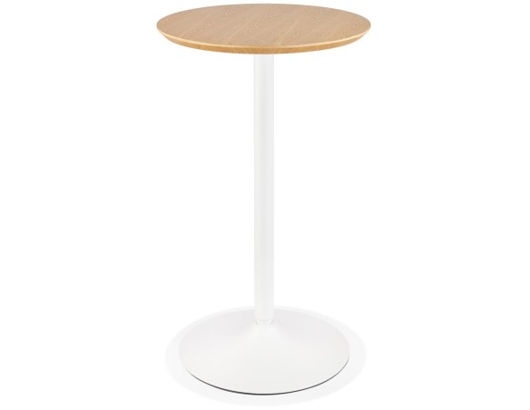 BT01120NAWH 5404028319932 Table haute ronde TAMAGO en bois finition naturelle et métal blanc - à̃ 60 cm