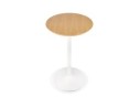 Table haute ronde TAMAGO en bois finition naturelle et métal blanc - 60 cm