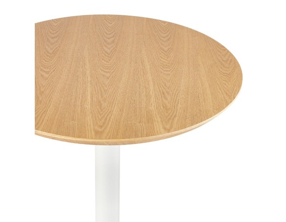 Table haute ronde TAMAGO en bois finition naturelle et métal blanc - 60 cm