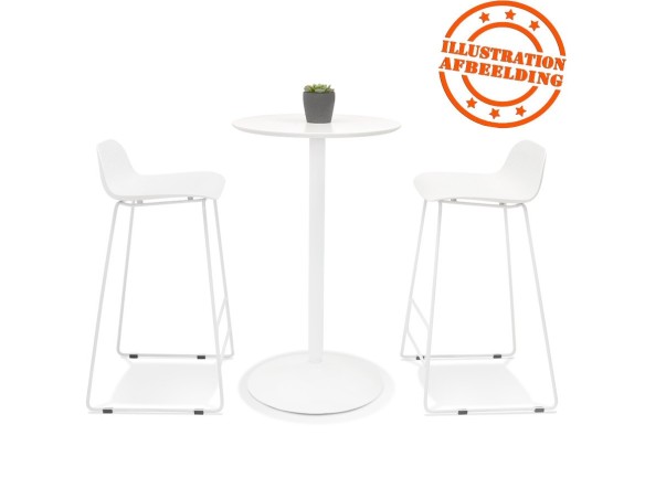 Table haute ronde IDALGO en bois et métal blanc - 60 cm