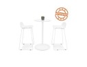 Table haute ronde IDALGO en bois et métal blanc - 60 cm