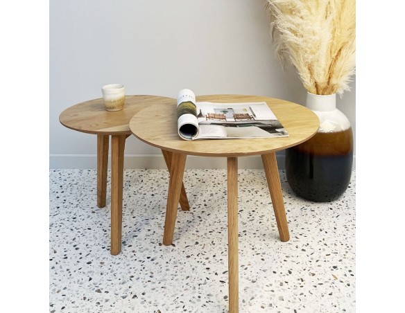 Tables gigognes ronde GABY en bois naturel
