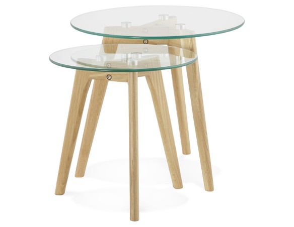 Tables gigognes ronde LOVYOU en verre