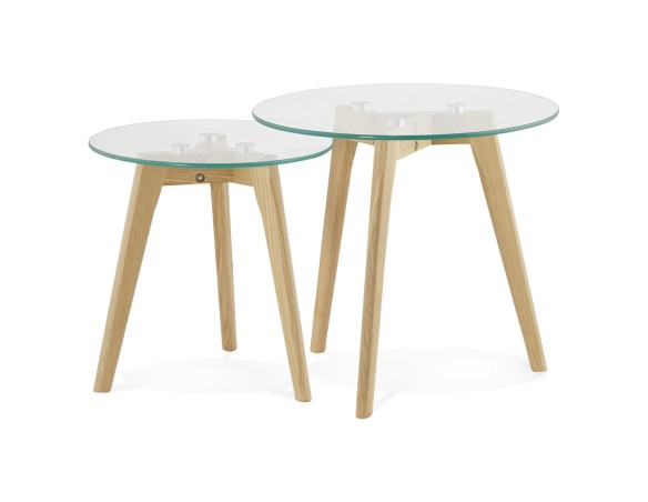 Tables gigognes ronde LOVYOU en verre