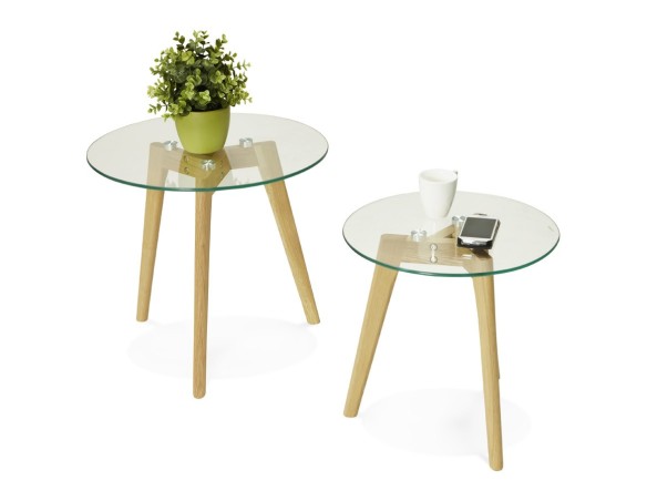 Tables gigognes ronde LOVYOU en verre