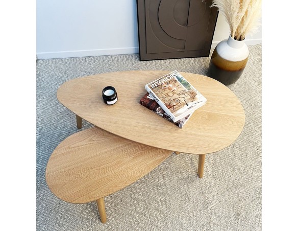 Tables gigognes design STOKOLM en bois finition naturelle