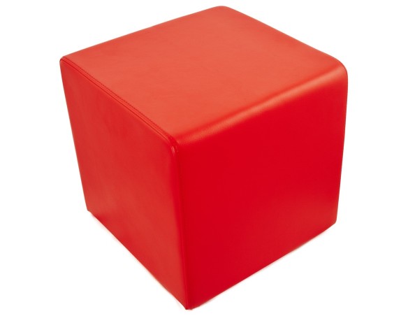 Pouf CUBE de salon en matière synthétique rouge