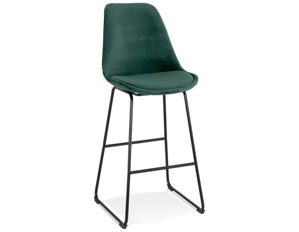 BS04500GEBL 5404028301609 Tabouret de bar BULLY en velours vert et pieds en métal noir