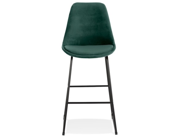 Tabouret de bar BULLY en velours vert et pieds en métal noir