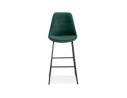 Tabouret de bar BULLY en velours vert et pieds en métal noir