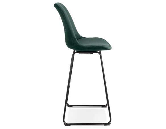 Tabouret de bar BULLY en velours vert et pieds en métal noir