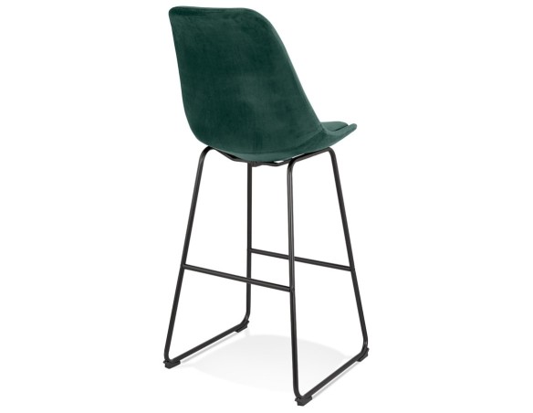 Tabouret de bar BULLY en velours vert et pieds en métal noir