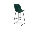 Tabouret de bar BULLY en velours vert et pieds en métal noir