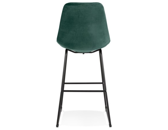 Tabouret de bar BULLY en velours vert et pieds en métal noir