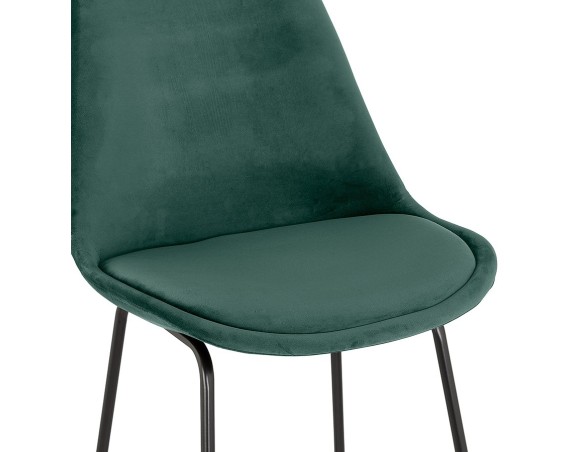 Tabouret de bar BULLY en velours vert et pieds en métal noir