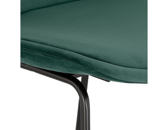 Tabouret de bar BULLY en velours vert et pieds en métal noir