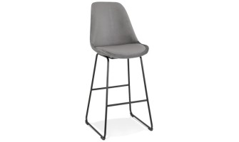 BS04510GRBL 5404028301623 Tabouret de bar BULLY en velours gris et pieds en métal noir