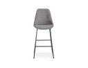 Tabouret de bar BULLY en velours gris et pieds en métal noir