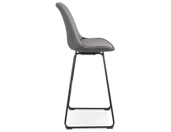 Tabouret de bar BULLY en velours gris et pieds en métal noir