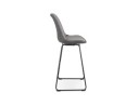 Tabouret de bar BULLY en velours gris et pieds en métal noir