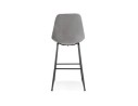 Tabouret de bar BULLY en velours gris et pieds en métal noir