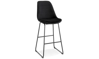 BS04520BLBL 5404028301647 Tabouret de bar BULLY en velours noir et pieds en métal noir