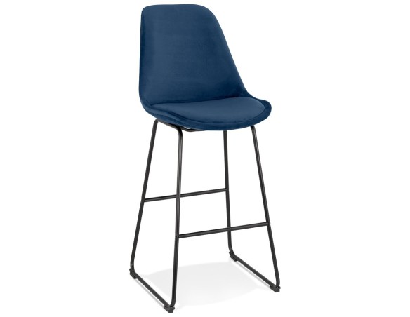 BS04530BUBL 5404028301661 Tabouret de bar BULLY en velours bleu et pieds en métal noir