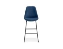Tabouret de bar BULLY en velours bleu et pieds en métal noir