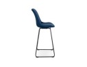 Tabouret de bar BULLY en velours bleu et pieds en métal noir