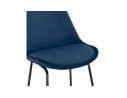 Tabouret de bar BULLY en velours bleu et pieds en métal noir