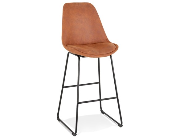 BS04540BRBL 5404028301685 Tabouret de bar BIKI en microfibre brune et pieds en métal noir
