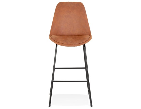 Tabouret de bar BIKI en microfibre brune et pieds en métal noir