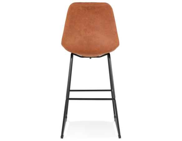 Tabouret de bar BIKI en microfibre brune et pieds en métal noir