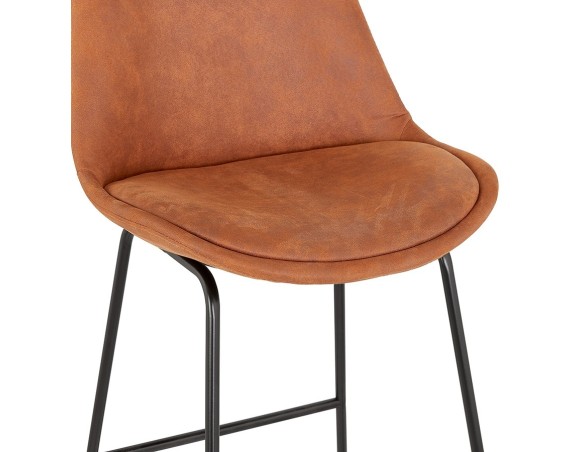 Tabouret de bar BIKI en microfibre brune et pieds en métal noir